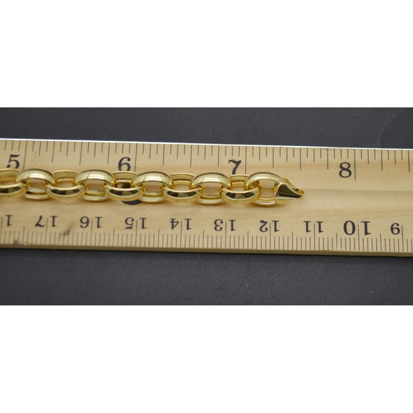 Real 14K Solid Yellow Gold Shiny 7.5" Rolo Chain Polished Charm Bracelet 8mm - Picture 4 of 6